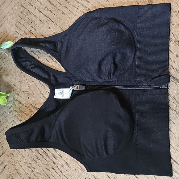 Black Zip-Front Paddd Sports Bra Size S - Picture 5 of 5